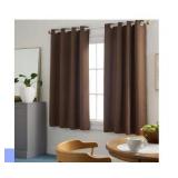 TOWN & COUNTRY BASICS Bertram Solid Linen Texture Indoor Curtains Room Darkening with Energy Efficient Lining Grommet Top 2-Pack Set Coffee Brown