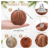 9 Pcs Brown Velvet Christmas Balls 3.15" Velvet Christmas Tree Ornament Baubles - Multicolor