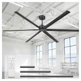 Retails for $439! 120 Inch Large Industrial Ceiling Fans, HVLS Commercial Fan with DC Reversible Motor, 6 Black Aluminum Heavy Duty Blades, 6-Speed, Timer, 10/20/40 Inch Downrods, for Shop/Barn/Garage