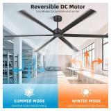 Retails for $439! 120 Inch Large Industrial Ceiling Fans, HVLS Commercial Fan with DC Reversible Motor, 6 Black Aluminum Heavy Duty Blades, 6-Speed, Timer, 10/20/40 Inch Downrods, for Shop/Barn/Garage