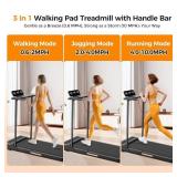 Retails for $210! Walking Pad Treadmill with Handle Bar, 3.5HP Compact Portable Foldable Walking Pads Treadmill with Handles, Electric Small Treadmills for Home Office Apartment, LED Display, 400 LBS 