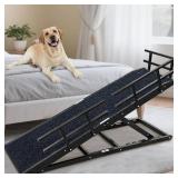 Retails for $170! Dog Ramp for Bed - 65" Length, Supports up to 32" Height,Includes Non-Slip Replaceable Carpet, Safety Rails & Landing Platform,Adjustable & Foldable Pet Ramp for Large/Senior Dogs to