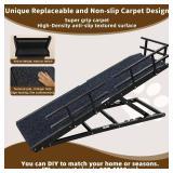 Retails for $170! Dog Ramp for Bed - 65" Length, Supports up to 32" Height,Includes Non-Slip Replaceable Carpet, Safety Rails & Landing Platform,Adjustable & Foldable Pet Ramp for Large/Senior Dogs to