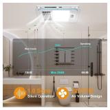 Retails for $160! 13.8 IN Bathroom Exhaust Fan with Light and Heater 1800W, 4 in 1 220 CFM Bathroom Exhaust Fan with Heater, 12W LED Light, Metal Housing 1.0 Sone with Heating, Ventilation, Remote Con