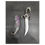 Dragon Handle Fantasy Knife with Purple Accents