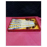 Chinese Blue and White Porcelain Chopsticks Set with Duck Holders