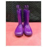 Purple Kids Rain Boots with Handles Size 10