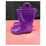 Purple Kids Rain Boots with Handles Size 10
