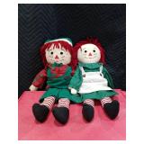 Raggedy Ann And Andy Dolls Snowden 1998 Hasbro Christmas Red & Green 24 inches