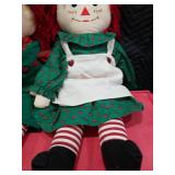 Raggedy Ann And Andy Dolls Snowden 1998 Hasbro Christmas Red & Green 24 inches