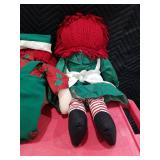 Raggedy Ann And Andy Dolls Snowden 1998 Hasbro Christmas Red & Green 24 inches