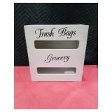 White Wooden Grocery and Trash Bag Organizer No Hardware
