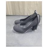 Black Suede Platform Pumps with Gold Trim Size 8.5