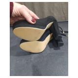 Black Suede Platform Pumps with Gold Trim Size 8.5