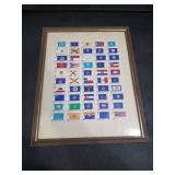 1976 US Bicentennial State Flags Stamp Collection Framed