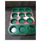 (2)Green 12-Cup Muffin Baking Pan Set