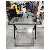 Modern Glass Computer Desk with Monitor Stand