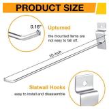 Moxweyeni 100 Pcs Heavy Duty Slatwall Panel Hooks Hanging Metal Slat Wall Hanging Hooks Silver Slat Wall Hanger Commercial Grade Slatwall Pegs Accessories for Shop Retail Display(10 Inch) - Retail: $3