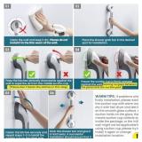 TAILI Grab Bars for Bathtubs and Showers 2 Pack Suction Grab Bar, Heavy Duty Shower Handle Removable Bath Handrails for Seniors and Elderly, Bathroom Safety Grip No Drilling Waterproof,Grey - Retail: 