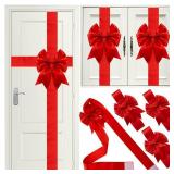 Ganeen 7 Pieces Christmas Cabinet Door Ribbon Bow Large Christmas Door Bow Christmas Cabinet Festive Ribbons Cabinet Bows Christmas Tree Bow Christmas Wreath Bow (Red) - Retail: $30