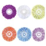 YOQXHY 6 Pack Spin Mop Replacement Heads, (6.3 Inch,Round) Microfiber Mop Refills Compatible with Hurricane, Mopnado, Libman, Simpli Magic and Other 360 Spin Mop Systems, (6 Colors) - Retail: $19