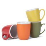 Elanze Designs Solid Color Warm Red Orange Yellow 16 ounce Matte Ceramic Mugs Assorted Set of 3 - Retail: $24