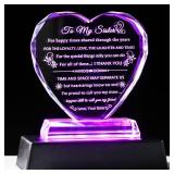 YWHL Sister Gifts from Sisters Brother Birthday Gifts for Sisters Crystal Heart Keepsake with Colorful Base Sister Gift for Women on Christmas Mothers Day Valentines Wedding - Retail: $38