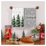 soheioue Merry Christmas Hand Towels Set of 2 Pine Trees Snowflake Bathroom Towel Xmas Gifts Farmhouse Decorations 18x26 Inch - Retail: $13