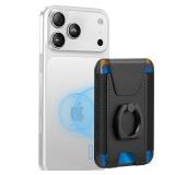 For Magsafe Wallet with Grip, 6-Card Holder, Stronger Magnetic Card Wallet Holder for iPhone 17/16/15, iPhone 14/13/12 Series, Leather Magnetic Phone Wallet with Privacy Flap, RFID Blocking, Black - R