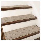 COSY HOMEER Edging Stair Treads Non-Slip Carpet Mat 28inX9in Indoor Stair Runners for Wooden Steps, Edging Stair Rugs for Kids and Dogs, 100% Polyester TPE Backing(4pc, Beige) - Retail: $24