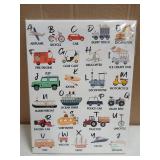 Framed Transport Alphabet Wall Art Construction Vehicle Learning Poster 12 x 16in