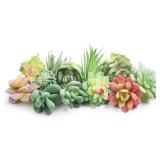 HappyHapi 12 Pcs Artificial Succulents Mini Fake Plants Unpotted Faux Succulent for Craft, Small Plastic Succulents Assortment in Flocked Green Floral Decor for Party, Cake, Garden & Outdoor - Retail: