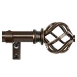 KAMANINA Bronze Curtain Rods for Windows 48 to 84 Inch, Adjustable Single Curtain Rod 32 to 86 Inch(2.6-7.1ft), 3/4 Inch Splicing Drapery Rods with Twisted Cage Finial - Retail: $26