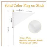 PATIKIL 8x3 Inch Mini Pennant Flags, 12Pcs Small Handheld Blank Solid Flag on Stick for DIY Graffiti Birthday Carnival Celebration Sports, White - Retail: $6