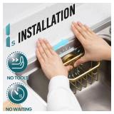 TAILI Sponge Holder for Kitchen Sink with Strong Suction Cup Removable, Rustproof Aluminum Sink Caddy for Sponge, Brush, Scrubber, Scraper -White - Retail: $18