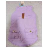 Queenmore Warm Dog Coat, Cold Weather Puffer Dog Coat Vest, Quilting Winter Pet Jacket Ultra Thick Plush Fleece Lining Pet Clothes for Dogs with Storage Pockets (Lilac, Small)