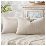 MIULEE Pack of 2 Lumbar Couch Throw Pillow Covers 20x12 Inch Neutral Beige Modern Boho Accent Decorative Pillow Covers Soft Chenille Farmhouse Cushion Covers for Home Decor Bed Sofa Living Room - Reta