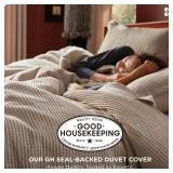 Bedsure Cotton Duvet Cover Twin - 100% Cotton Waffle Weave Khaki Duvet Cover Twin Size, GentleSoft and Breathable Tan Bedding Set for All Season, 2 Pieces, 68"x90" - Retail: $73