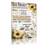 QKIODS Vintage Garden Metal Tin Signs Bee-ology Advice from a honey Bee Funny Tin Sign Rustic Indoor Outdoor Wall Decor for Home Garden Yard Farmhouse Greenhouse Patio Porch Bar 8x12 Inch - Retail: $7