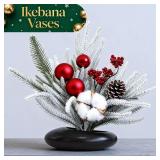 Flower Frog Vase Kit, Ikebana Flower Arrangement, Ceramic Water Drop Flower Pot & Flower Frog, Flower Arrangement Vase Kit (Dark Brown Small Size) - Retail: $17