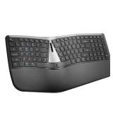 Nulea RT07B Wireless Ergonomic Keyboard - Split Keyboard, Wrist Rest, Natural Typing, Bluetooth and USB Connectivity, USB-C Rechargeable,Compatible with Windows Mac (Silver Black) - Retail: $46