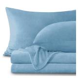 BEDELITE Flannel Sheets Full Size Forever Blue - Super Soft Fleece Sheets Set Fluffy Extra Plush, 3 Piece(Include Fitted Sheet, Flat Sheet, 1 Pillowcases) - Retail: $45