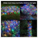 Dirnun Led Christmas Net Lights Outdoor Christmas Lights Multicolor 160LED 5ftx7ft, Waterproof Outdoor Indoor Fairy Mesh Net Light for Xmas Party, Yard, Patio, Trees, Shrubs, Bushes Decorations - Reta