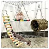 Leeko Pet Hammock Hamster Hanging Toy, 3 Piece Set House Hanging Bed Cage Toys for Small Animal Sugar Glider Squirrel Chinchilla Hamster Rat Playing Sleeping - Retail: $14