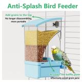 Hamiledyi Automatic Bird Feeder No Mess Bird Cage Feeder Transparent Acrylic Parrot Seed Food Container with Perch Cage Accessories for Parakeet Finch Lovebirds Budgies Canary (Blue) - Retail: $12