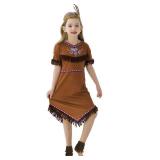 Native American Costume Girls Dress Indigenous American Indians Kids Cosplay 8-9 Years Brown - Retail: $20