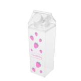 FveBzem Milk Carton Water Bottle 17oz (500mL) Plastic Clear Square Milk Bottles No BPA Leakproof Water Bottle Portable Reusable Milk Carton Shaped Juice Bottle Perfect for Fitness Gym Camping Sports