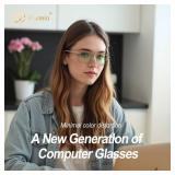 Goiteia Blue Light Glasses for Woman Men-Light Green Tint Computer Glasses for Ture Color-Ease Computer and Digital Eye Strain-Ultra Light & Spring Hinges for Better Comfort
