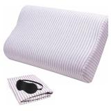 Replacement Pillow Case for Memory Foam Neck Pillow,Zippered Pillow Cover,Soft Cotton Pillow Protector for Cervical Pillow,Latex Pillow