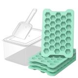 Mini Ice Cube Tray for Freezer: Small Plastic Ice Cubes Trays for Freezer with Box - Easy Release Stackable Mini Ice Cube Maker - Nugget Ice Trays for Freezer with Ice Container
